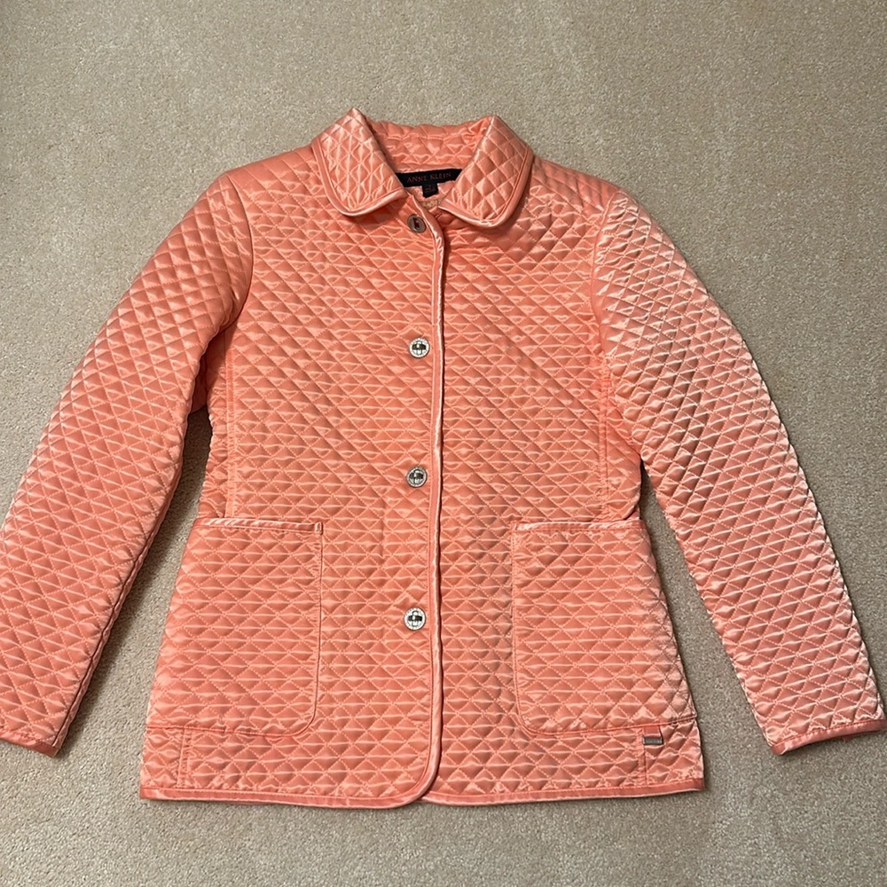 Vintage Anne Klein peach/coral quilted jacket size S